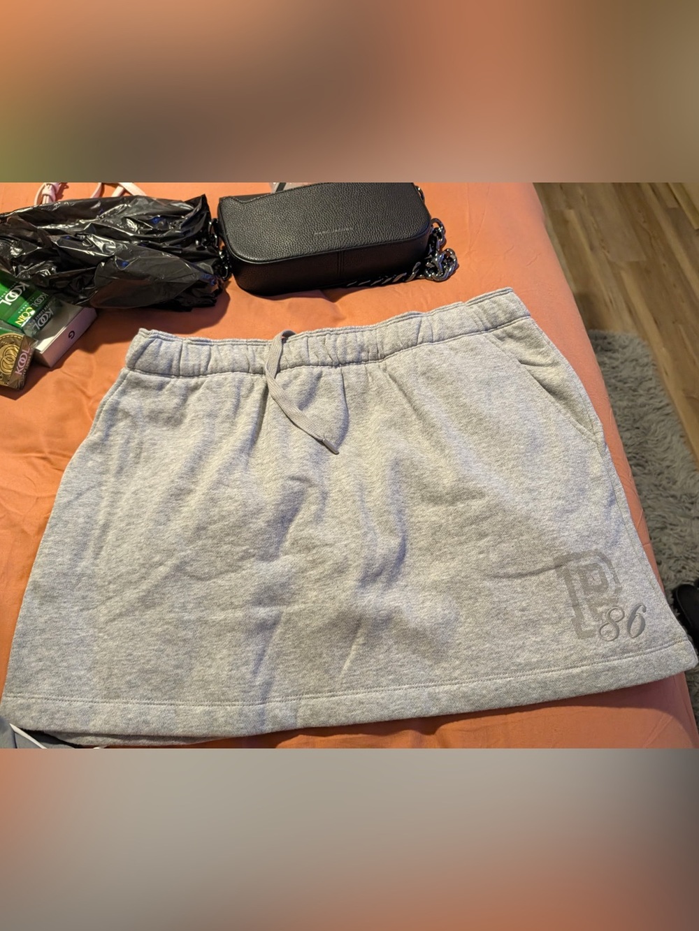 PINK Gray Casual Drawstring SkORT